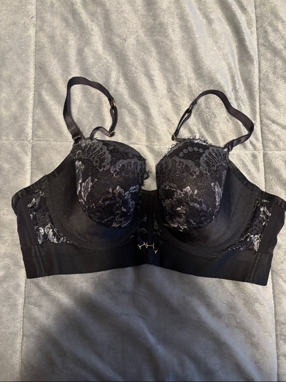 City Chic Black Lace Underwire Bra 38D